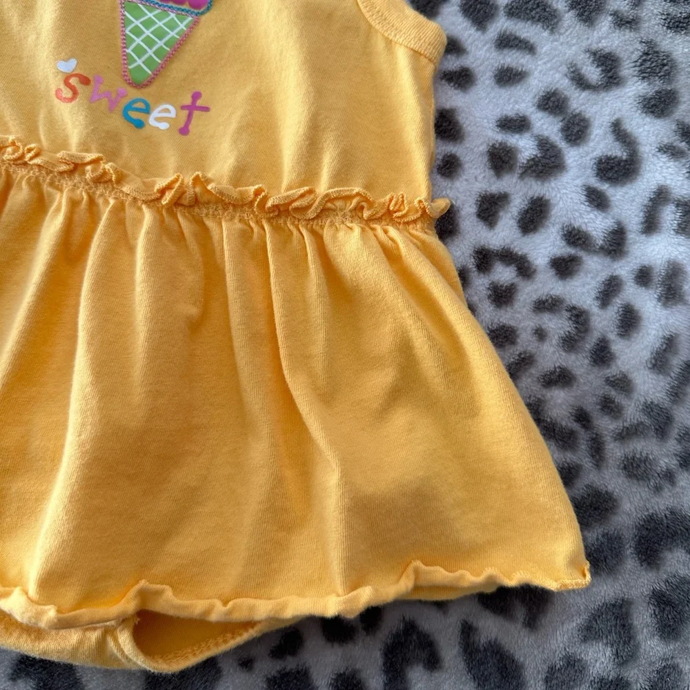 The Children’s Place Graphic Bodysuit Dress in Mango Orange Yellow Size 12 mos